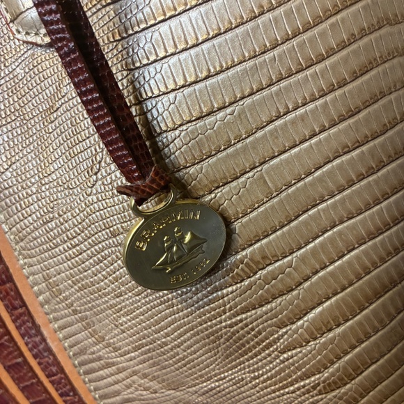 Brahmin Medium Asher Cabana Vineyard Stripe Crocodile Embossed Leather Tote Bag - Picture 4 of 15